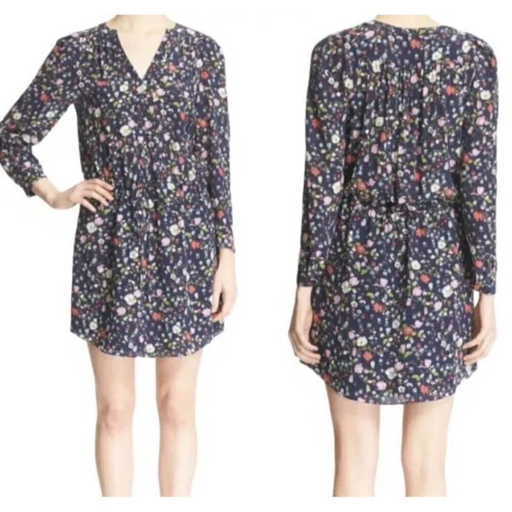 Rebecca Taylor Tapestry Garden Blue Multicolored Silk Floral Dress Size 6